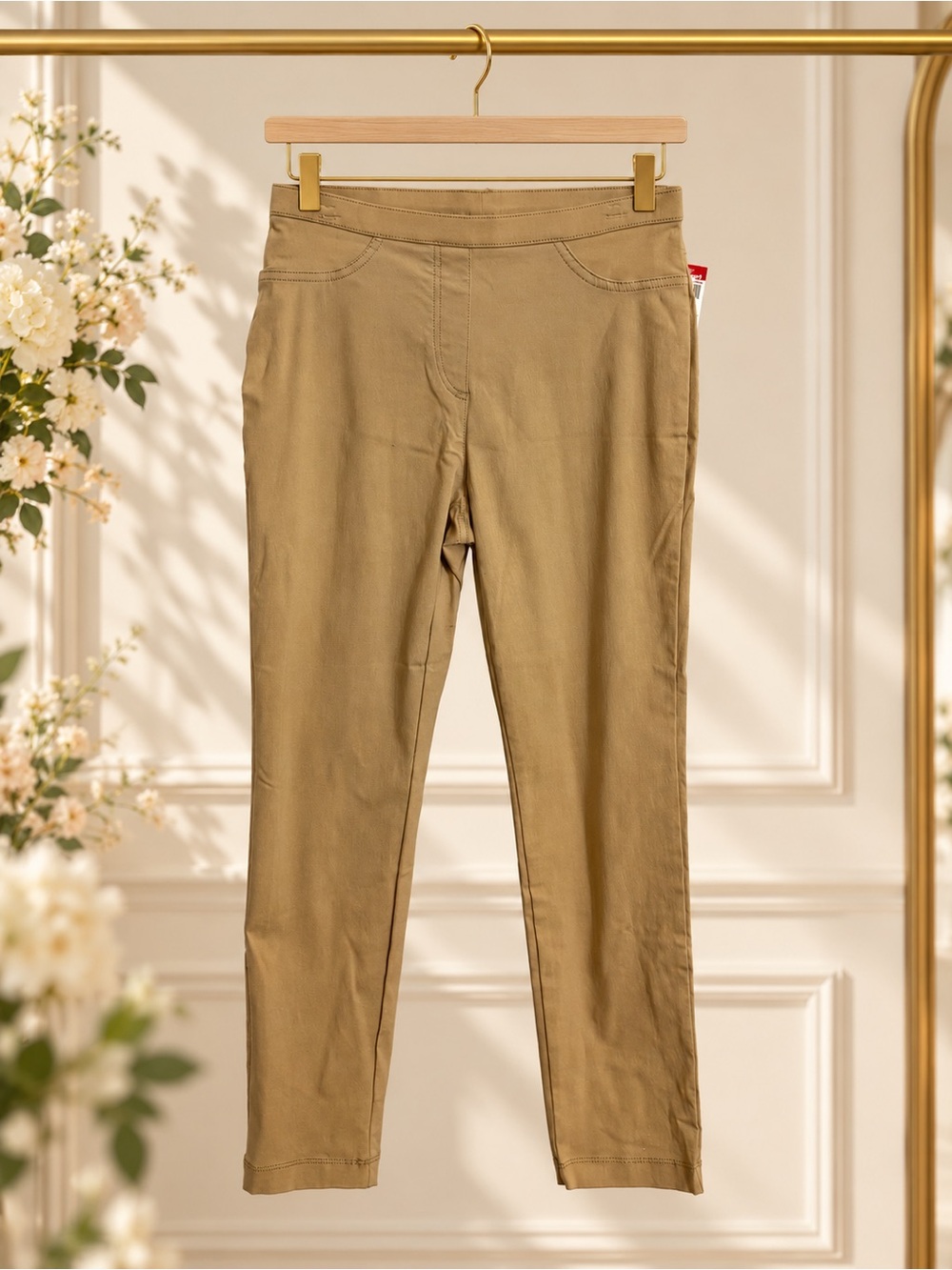 Basic Editions Khaki Stretch Pants Women’s Small NWT